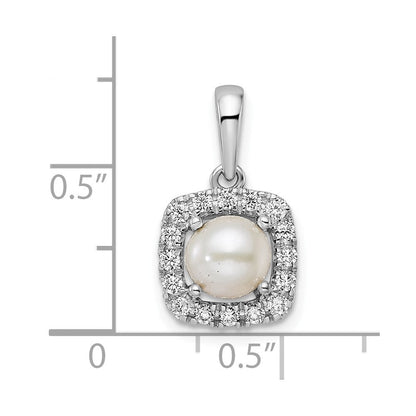 14K Weißgold 0,25 ct. Labordiamant VS/SI+ G+ Juni-Geburtsstein Süßwasserzuchtperle Halo-Anhänger