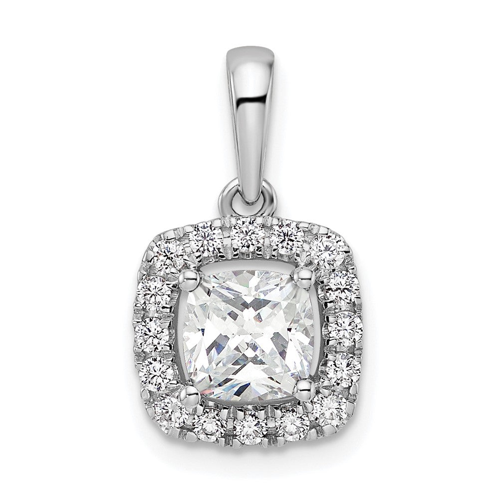 14K Weißgold 0,25 ct. Laborgezüchteter Diamant VS/SI+ G+ April-Geburtsstein Weißer Saphir Halo-Anhänger