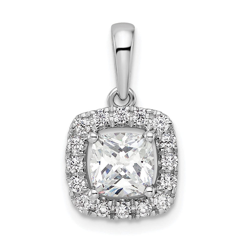 14K Weißgold 0,25 ct. Laborgezüchteter Diamant VS/SI+ G+ April-Geburtsstein Weißer Saphir Halo-Anhänger