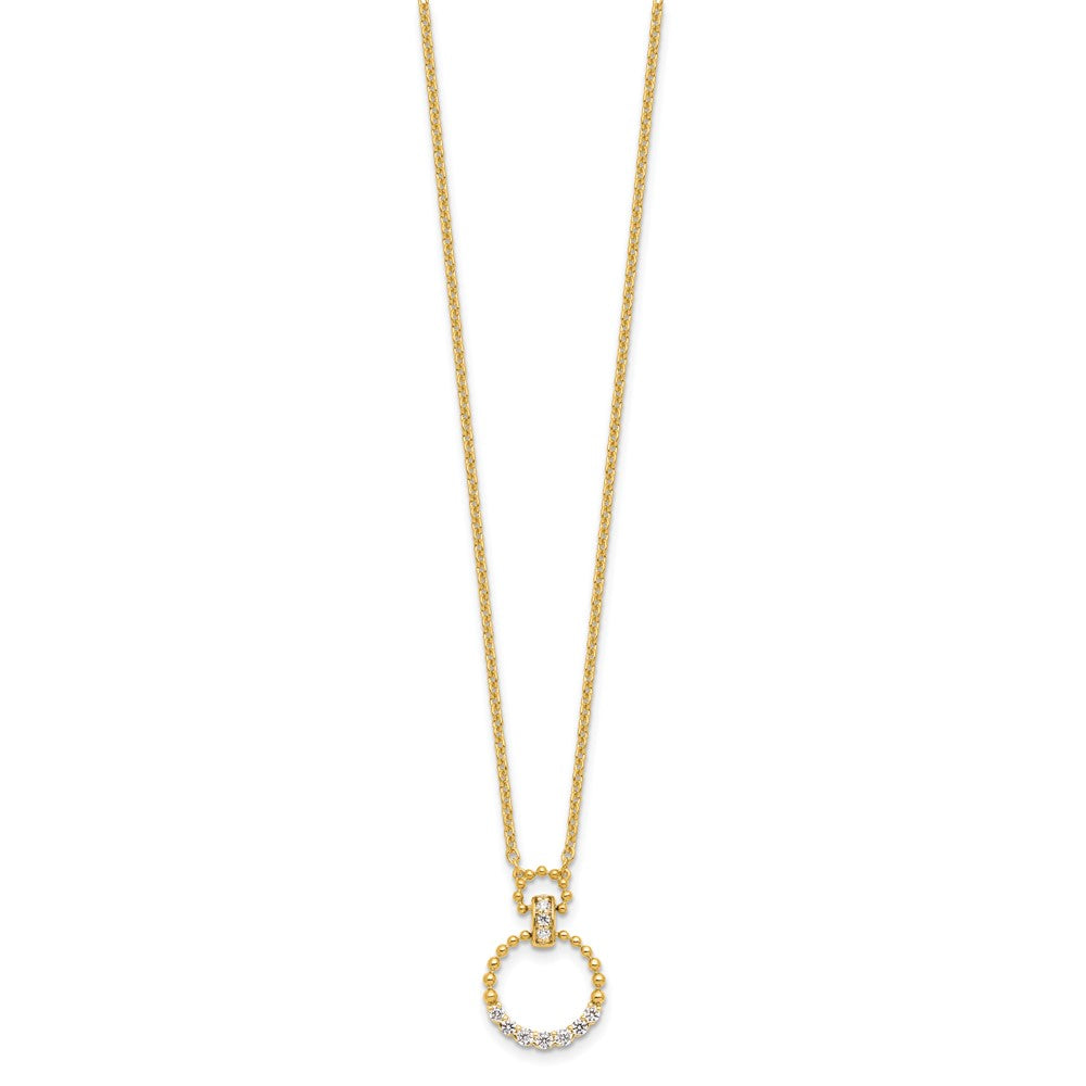 14K Gelbgold Halskette mit Kreis-Anhänger, 0,25 ct. Laborgezüchteter Diamant VS/SI+ G+, 18 Zoll