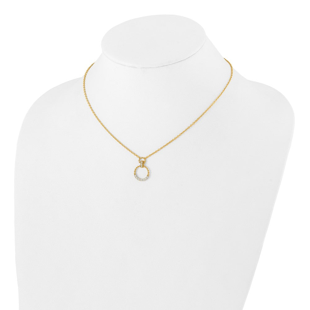 14K Gelbgold Halskette mit Kreis-Anhänger, 0,25 ct. Laborgezüchteter Diamant VS/SI+ G+, 18 Zoll