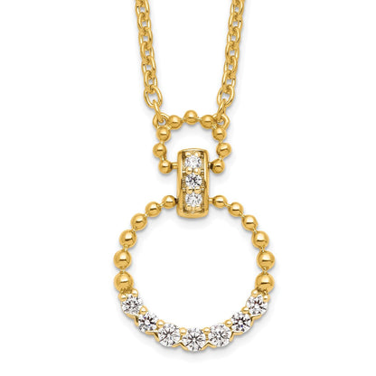 14K Gelbgold Halskette mit Kreis-Anhänger, 0,25 ct. Laborgezüchteter Diamant VS/SI+ G+, 18 Zoll