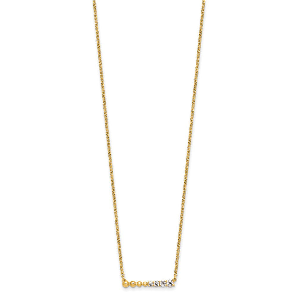 14K Gelbgold 1/4 Ct. Im Labor Gezüchtet Diamant Vs/si+ G+ Gekugelt Stab 18 Zoll Halskette