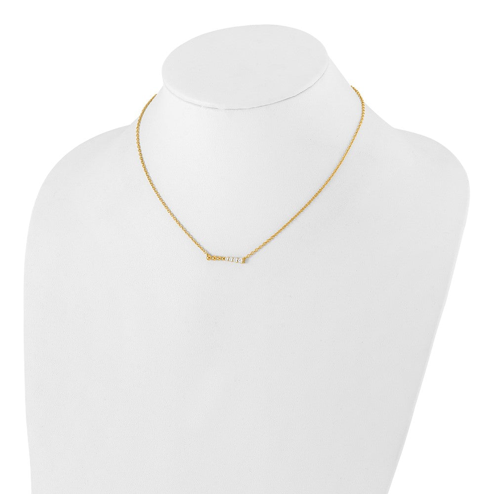 14K Gelbgold 1/4 Ct. Im Labor Gezüchtet Diamant Vs/si+ G+ Gekugelt Stab 18 Zoll Halskette