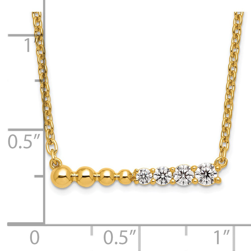14K Gelbgold 1/4 Ct. Im Labor Gezüchtet Diamant Vs/si+ G+ Gekugelt Stab 18 Zoll Halskette