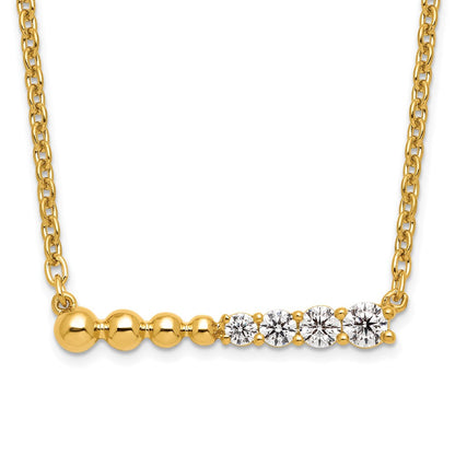 14K Gelbgold 1/4 Ct. Im Labor Gezüchtet Diamant Vs/si+ G+ Gekugelt Stab 18 Zoll Halskette
