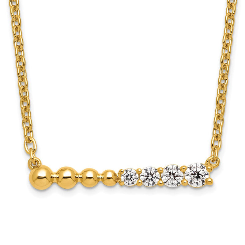 14K Gelbgold 1/4 Ct. Im Labor Gezüchtet Diamant Vs/si+ G+ Gekugelt Stab 18 Zoll Halskette