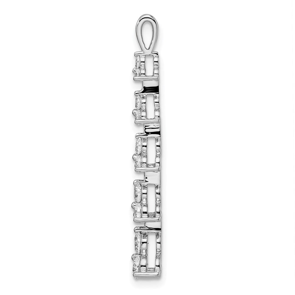 14K Weißgold 1 ct. Labordiamant VS/SI+ G+ Fünf-Drei-Stein-Cluster-Stabketten-Gleitanhänger