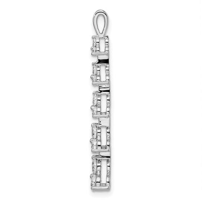 14K Weißgold 1 ct. Labordiamant VS/SI+ G+ Fünf-Drei-Stein-Cluster-Stabketten-Gleitanhänger