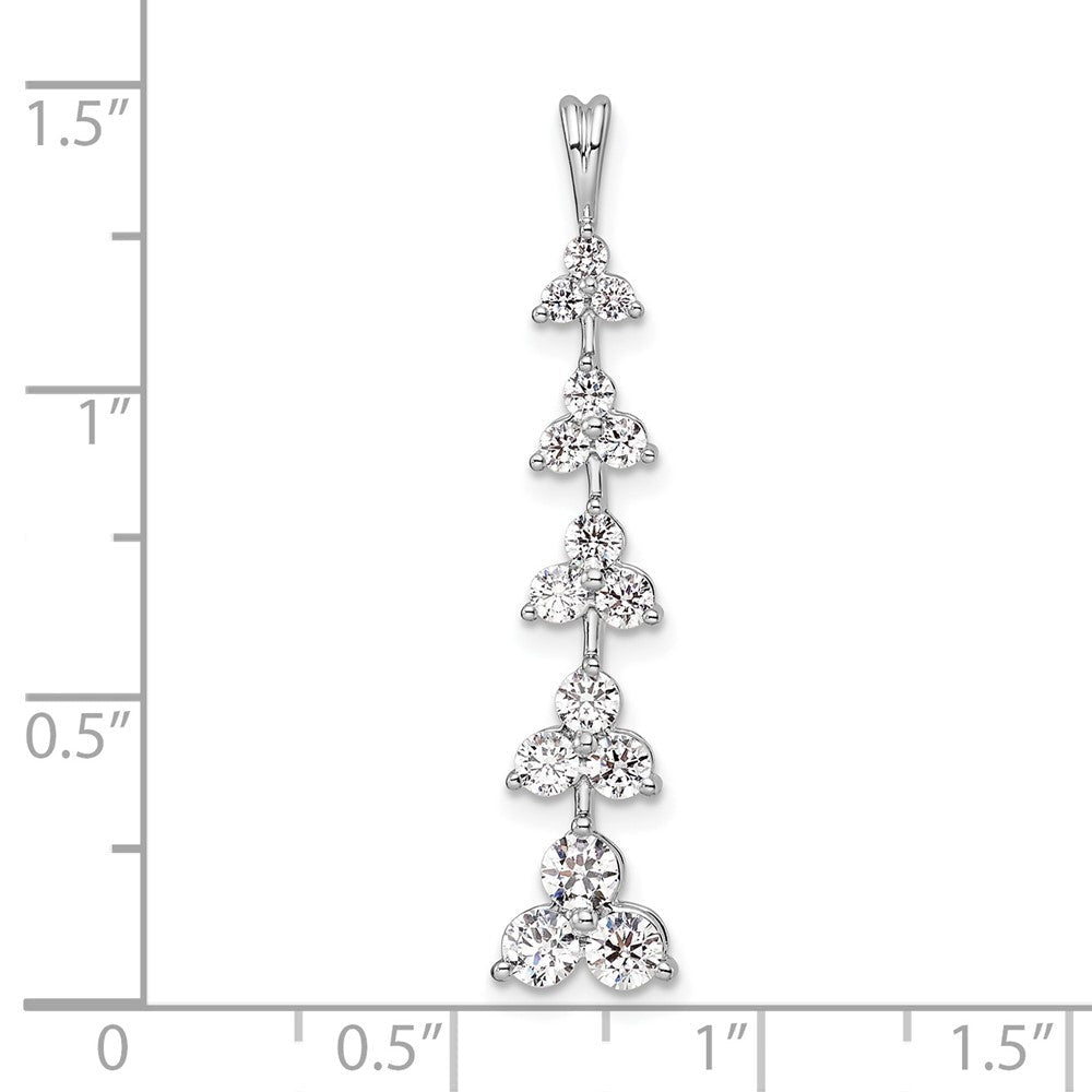 14K Weißgold 1 ct. Labordiamant VS/SI+ G+ Fünf-Drei-Stein-Cluster-Stabketten-Gleitanhänger