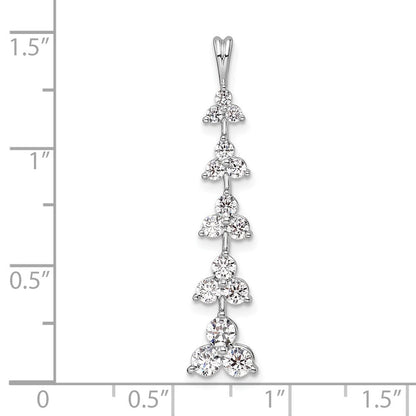14K Weißgold 1 ct. Labordiamant VS/SI+ G+ Fünf-Drei-Stein-Cluster-Stabketten-Gleitanhänger