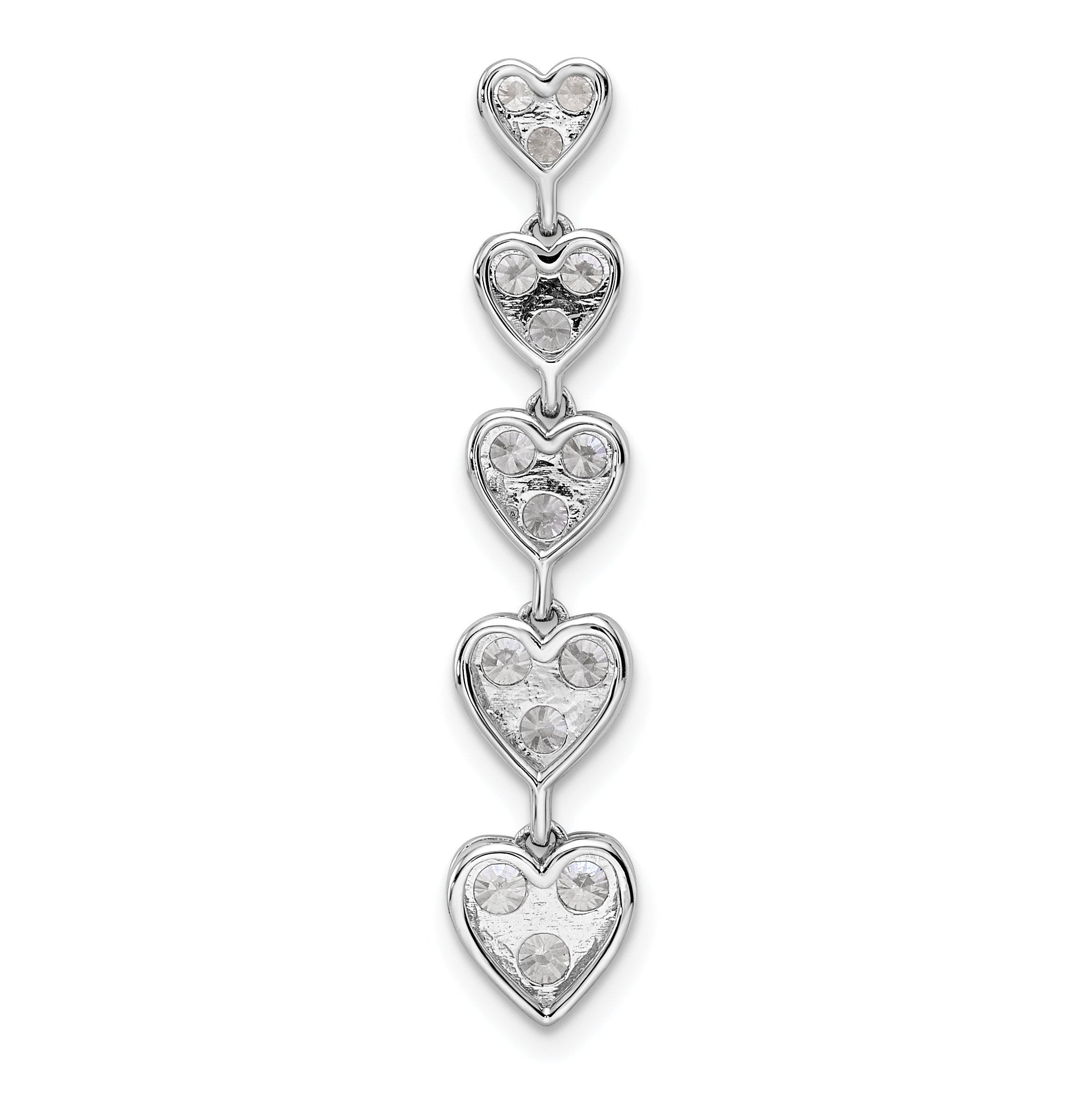 14K Weißgold 1 ct. Laborgezüchteter Diamant VS/SI+ G+ Fünf-Herzen-Stab-Ketten-Gleitanhänger