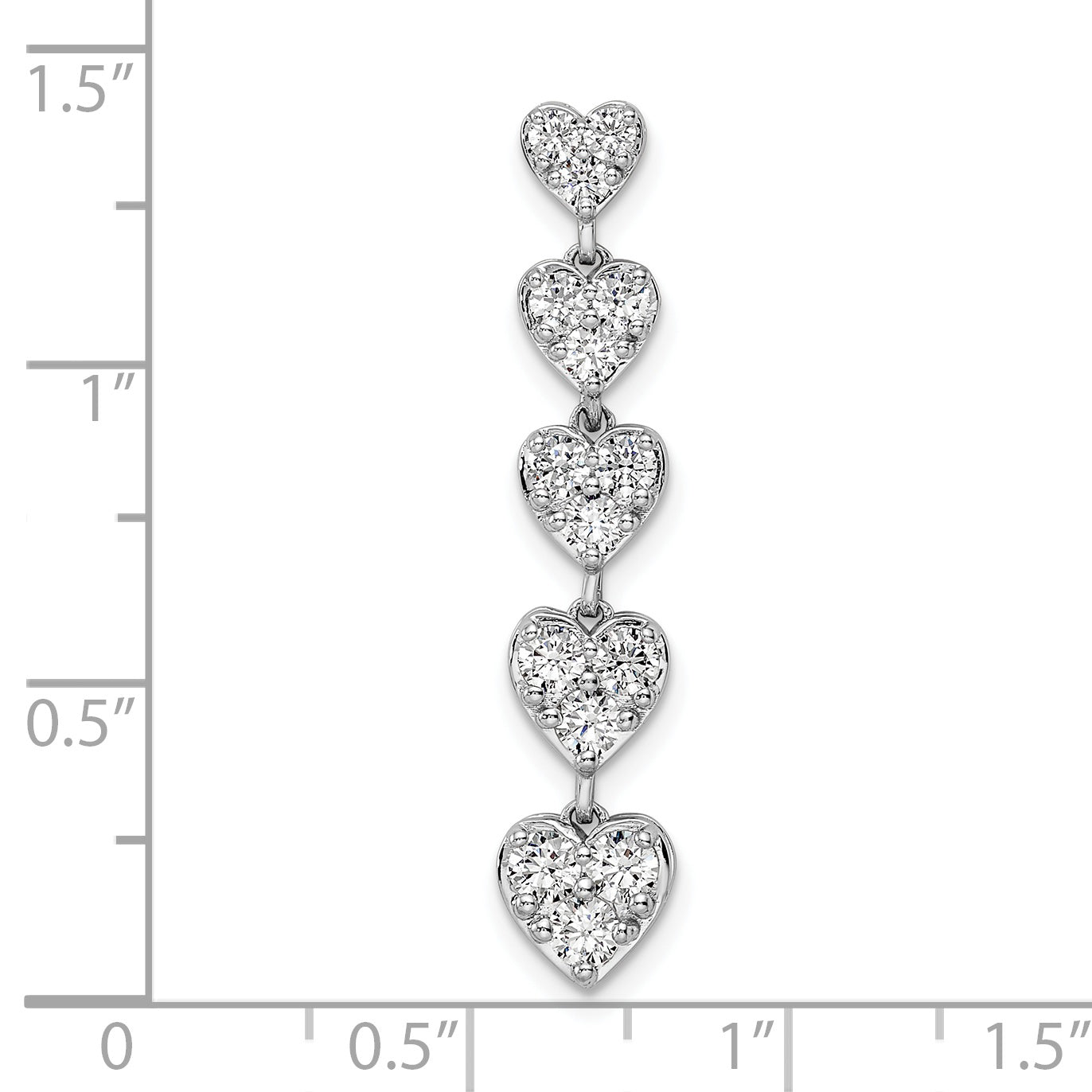 14K Weißgold 1 ct. Laborgezüchteter Diamant VS/SI+ G+ Fünf-Herzen-Stab-Ketten-Gleitanhänger