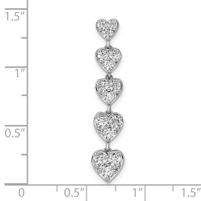14K Weißgold 1 ct. Laborgezüchteter Diamant VS/SI+ G+ Fünf-Herzen-Stab-Ketten-Gleitanhänger