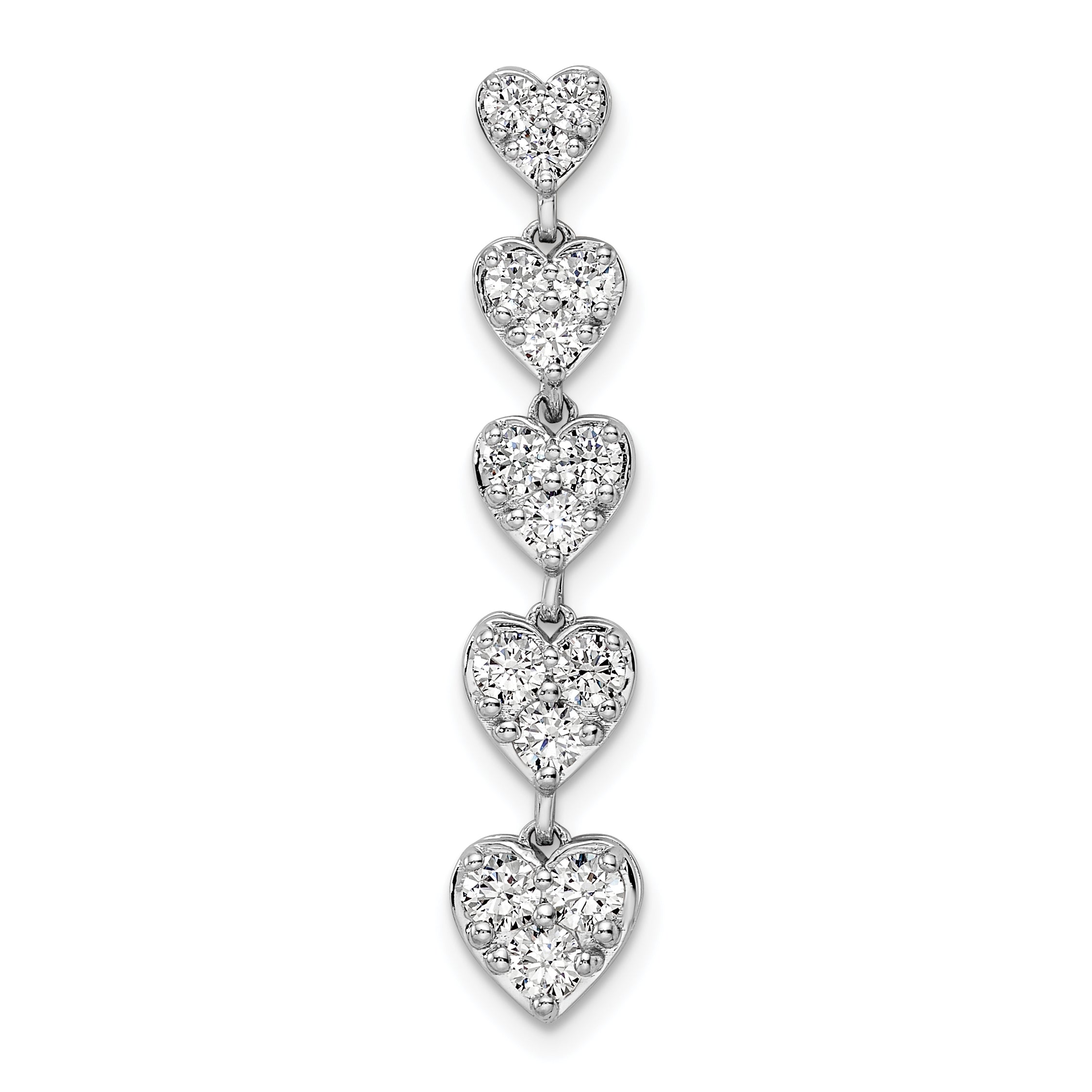 14K Weißgold 1 ct. Laborgezüchteter Diamant VS/SI+ G+ Fünf-Herzen-Stab-Ketten-Gleitanhänger