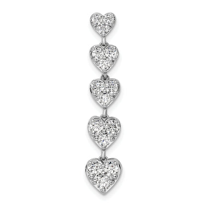 14K Weißgold 1 ct. Laborgezüchteter Diamant VS/SI+ G+ Fünf-Herzen-Stab-Ketten-Gleitanhänger