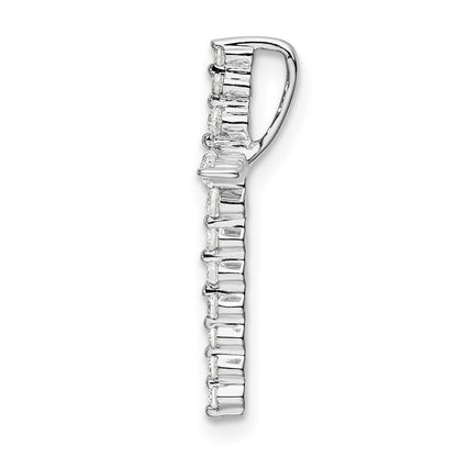 14K Weißgold Kreuz-Gleitanhänger mit 0,166 ct. im Labor gezüchteten Diamanten VS/SI+ G+ an Kette