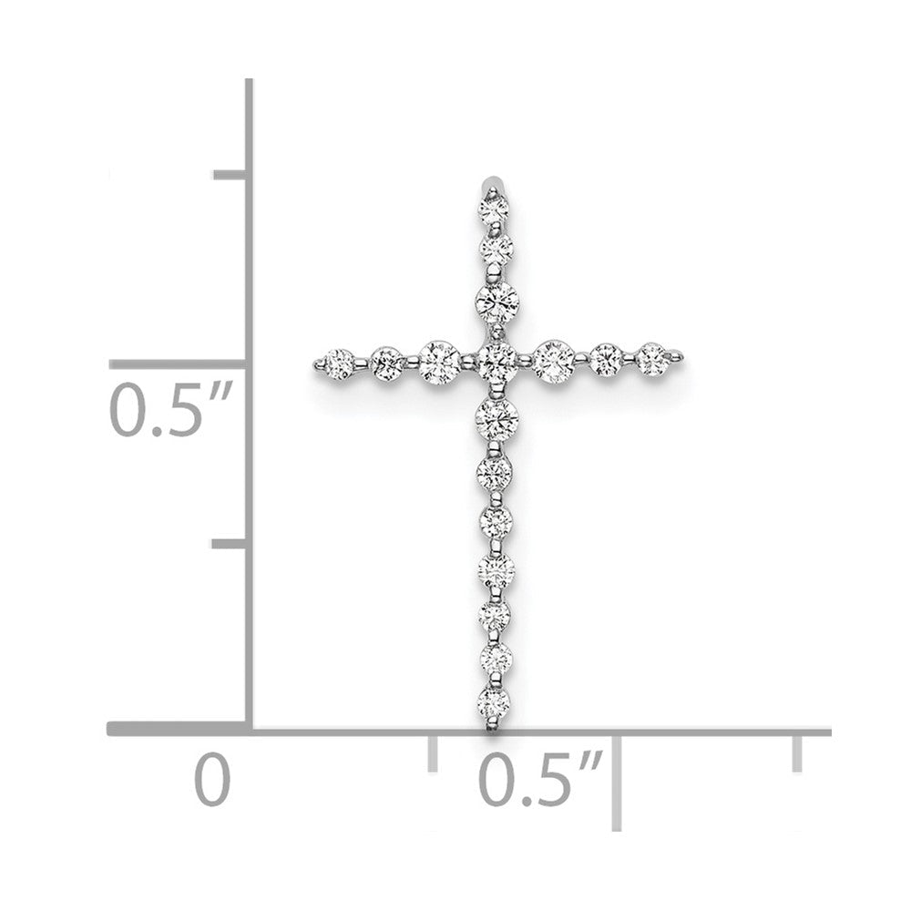 14K Weißgold Kreuz-Gleitanhänger mit 0,166 ct. im Labor gezüchteten Diamanten VS/SI+ G+ an Kette