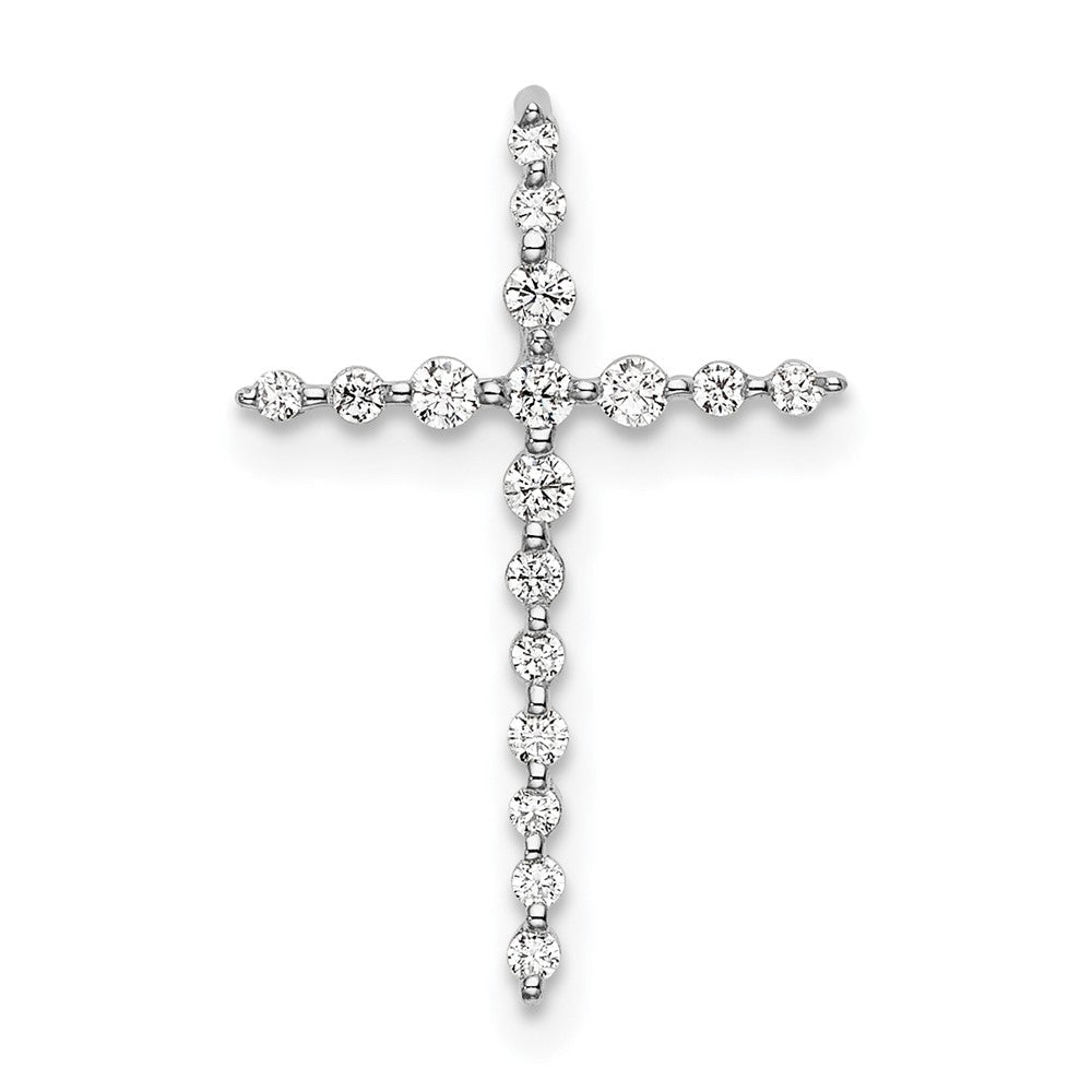 14K Weißgold Kreuz-Gleitanhänger mit 0,166 ct. im Labor gezüchteten Diamanten VS/SI+ G+ an Kette