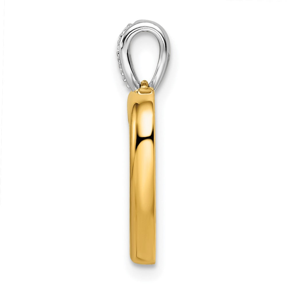 14K Bicolor 0,17 ct. Laborgezüchteter Diamant VS/SI+ G+ Baumelnder Doppelherz-Anhänger