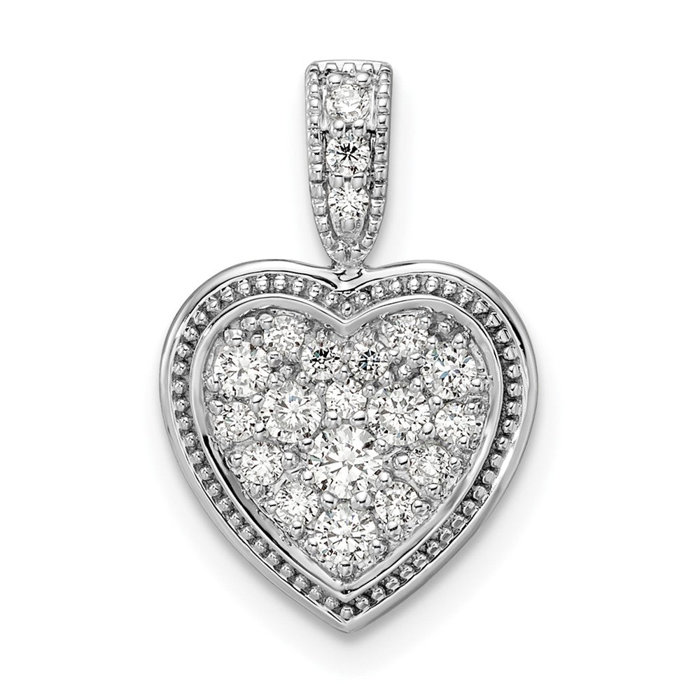 14K Weißgold gerahmter Herz-Anhänger mit 0,375 ct. laborgezüchtetem Diamant VS/SI+ G+