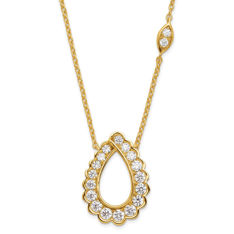 14K Gelbgold 3/4 Ct. Im Labor Gezüchtet Diamant Vs/si+ G+ 18 Zoll Fantasie Tropfen Halskette