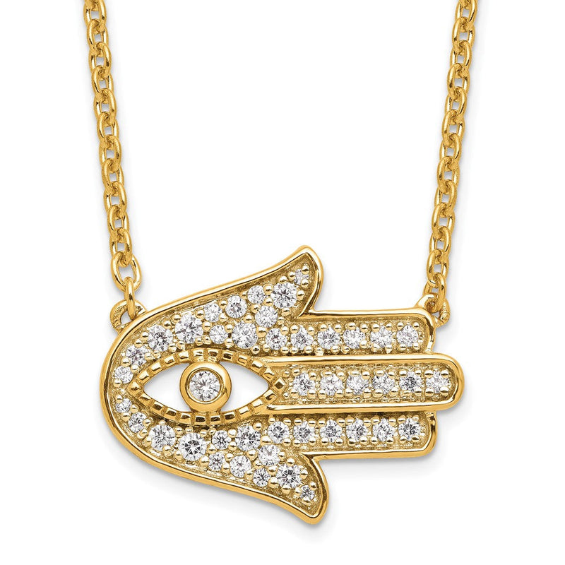 14K Gelbgold 1/4 Ct. Im Labor Gezüchtet Diamant Vs/si+ G+ Hamsa 18 Zoll Halskette