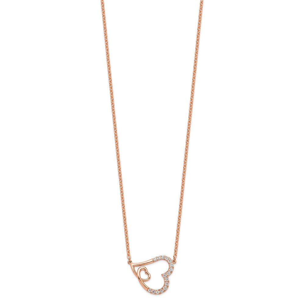 14K Roségold Im Labor Gezüchtet Diamant Vs/si+ G+ Intertwined Herzen Necklac