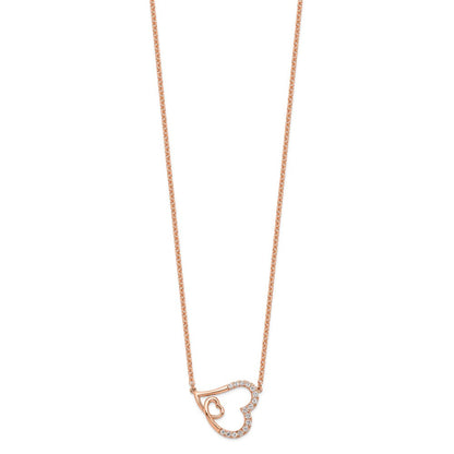 14K Roségold Im Labor Gezüchtet Diamant Vs/si+ G+ Intertwined Herzen Necklac