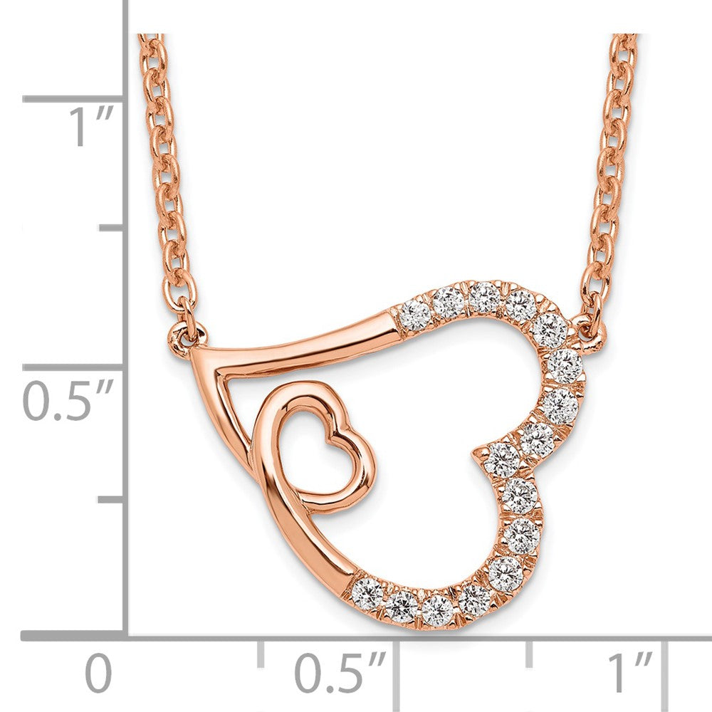 14K Roségold Im Labor Gezüchtet Diamant Vs/si+ G+ Intertwined Herzen Necklac