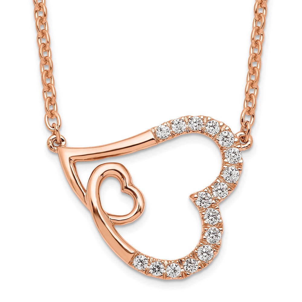 14K Roségold Im Labor Gezüchtet Diamant Vs/si+ G+ Intertwined Herzen Necklac