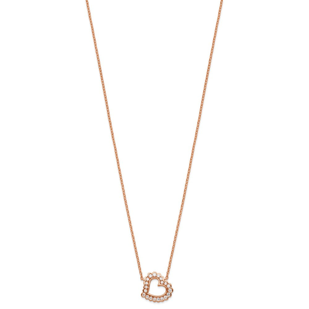 14K Roségold Im Labor Gezüchtet Diamant Vs/si+ G+ Herz Halskette