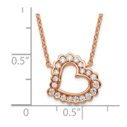 14K Roségold Im Labor Gezüchtet Diamant Vs/si+ G+ Herz Halskette