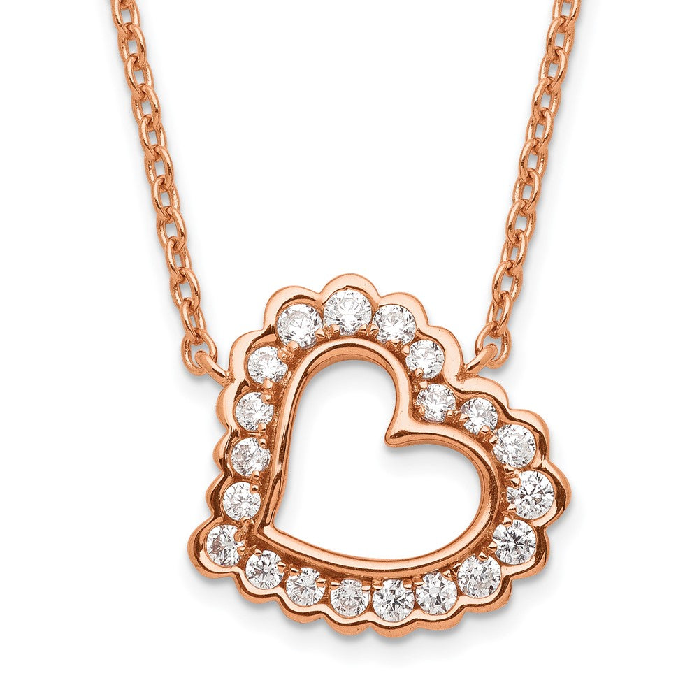 14K Roségold Im Labor Gezüchtet Diamant Vs/si+ G+ Herz Halskette