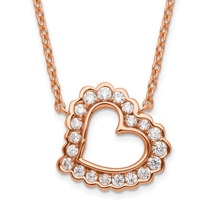 14K Roségold Im Labor Gezüchtet Diamant Vs/si+ G+ Herz Halskette