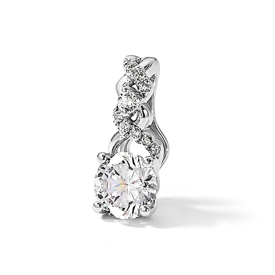 14K Weißgold Labordiamant-Gleitanhänger, 0,75 ct., VS/SI+ G+, Modekette