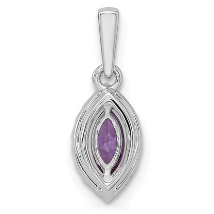 14K Weißgold-Anhänger mit 0,1 ct. laborgezüchtetem Diamant VS/SI+ G+ und Amethyst, Geburtsstein Februar