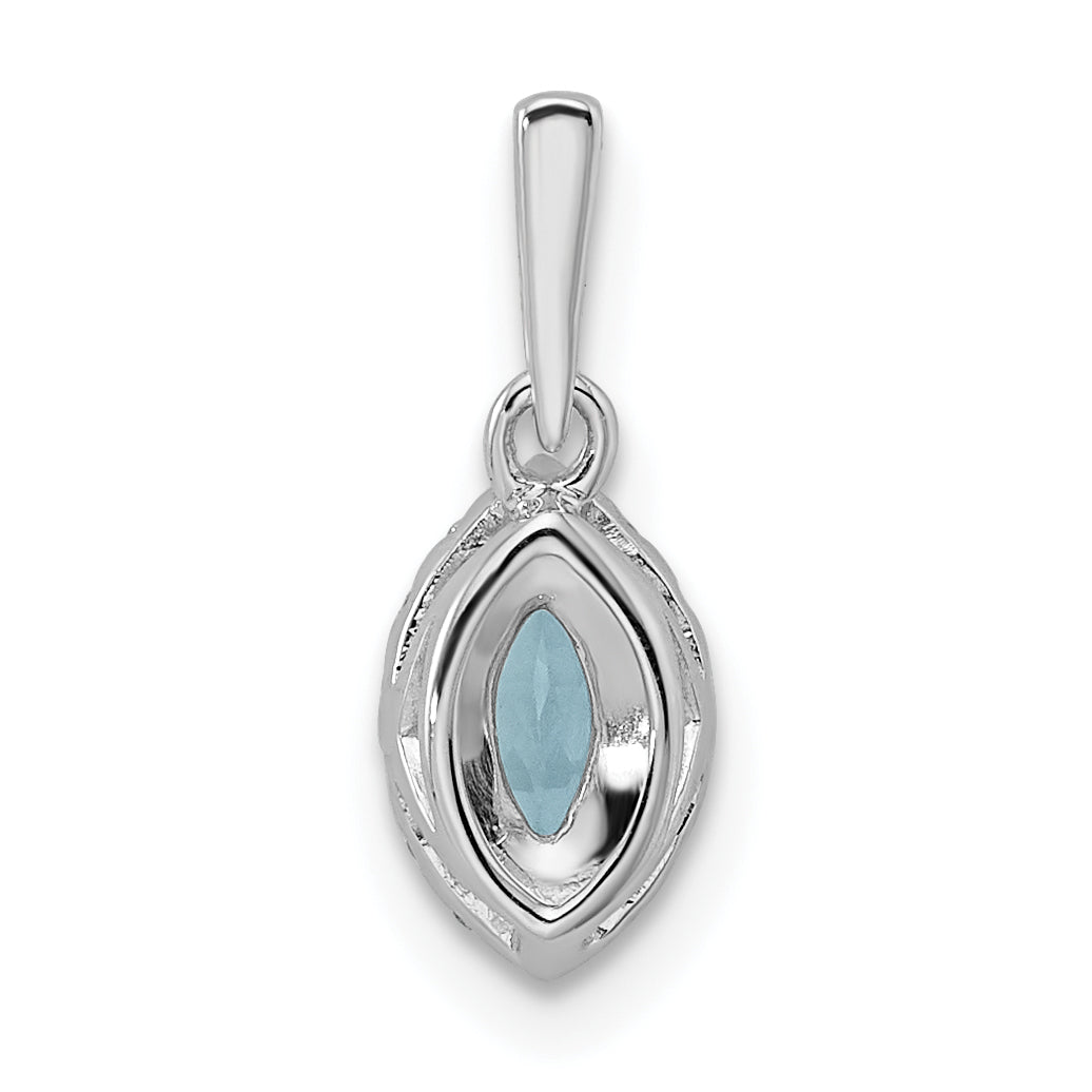 14K Weißgold-Anhänger mit 0,1 ct. laborgezüchtetem Diamant VS/SI+ G+ und Aquamarin, Geburtsstein März