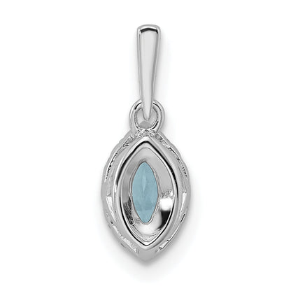 14K Weißgold-Anhänger mit 0,1 ct. laborgezüchtetem Diamant VS/SI+ G+ und Aquamarin, Geburtsstein März