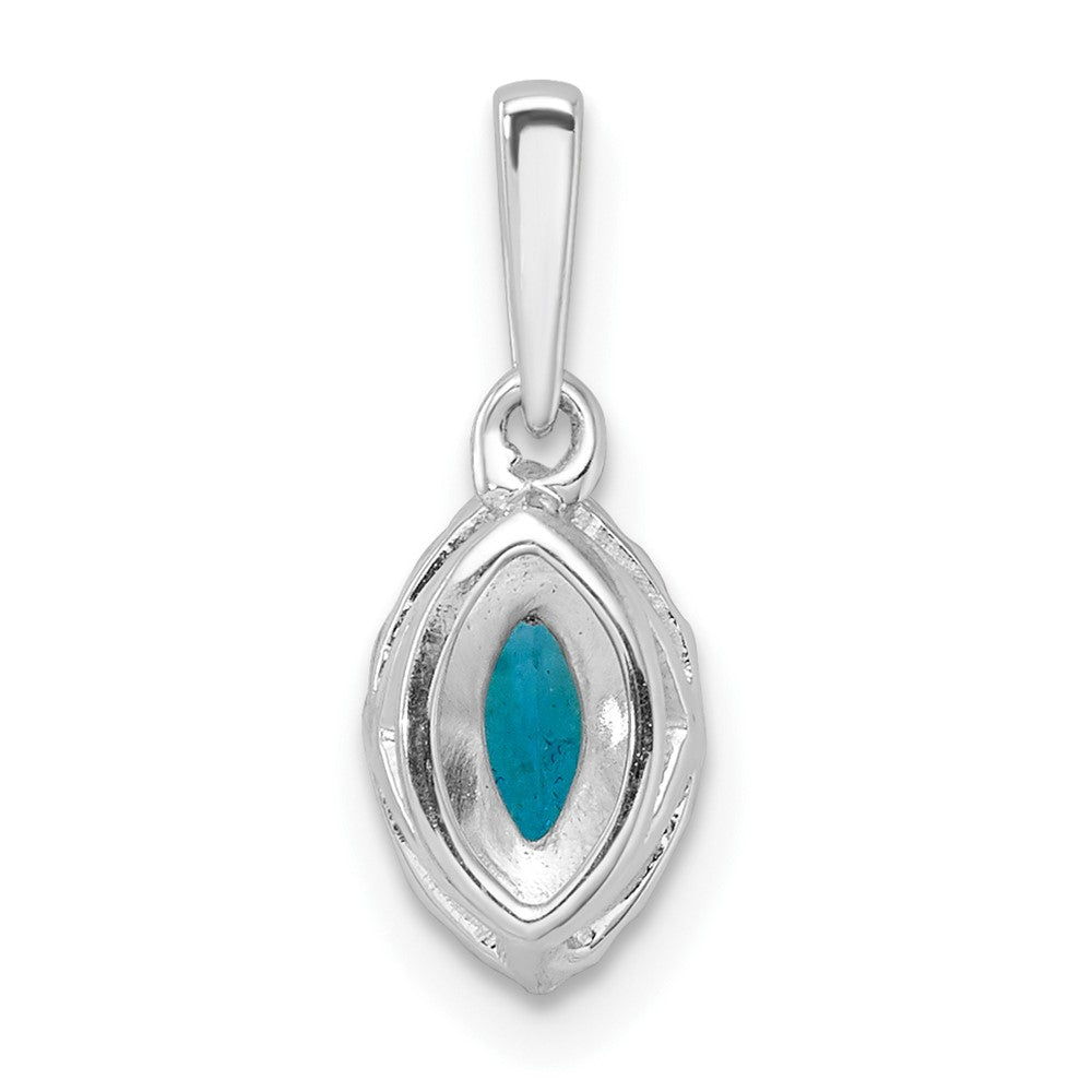 14K Weißgold Anhänger mit 0,1 ct. laborgezüchtetem Diamant VS/SI+ G+ und Blautopas, Geburtsstein Dezember