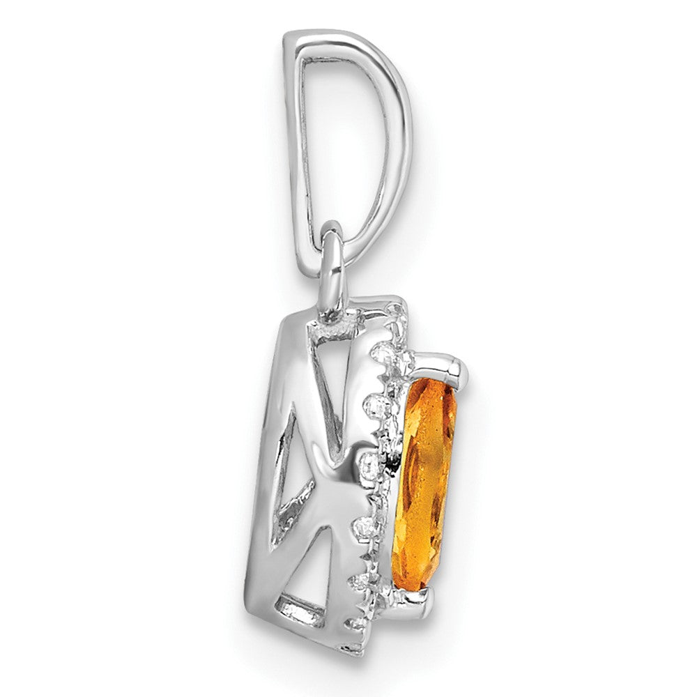 14K Weißgold 0,10 ct. Laborgezüchteter Diamant VS/SI+ G+ und Citrin Novembergeburtsstein-Anhänger