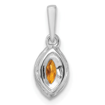 14K Weißgold 0,10 ct. Laborgezüchteter Diamant VS/SI+ G+ und Citrin Novembergeburtsstein-Anhänger