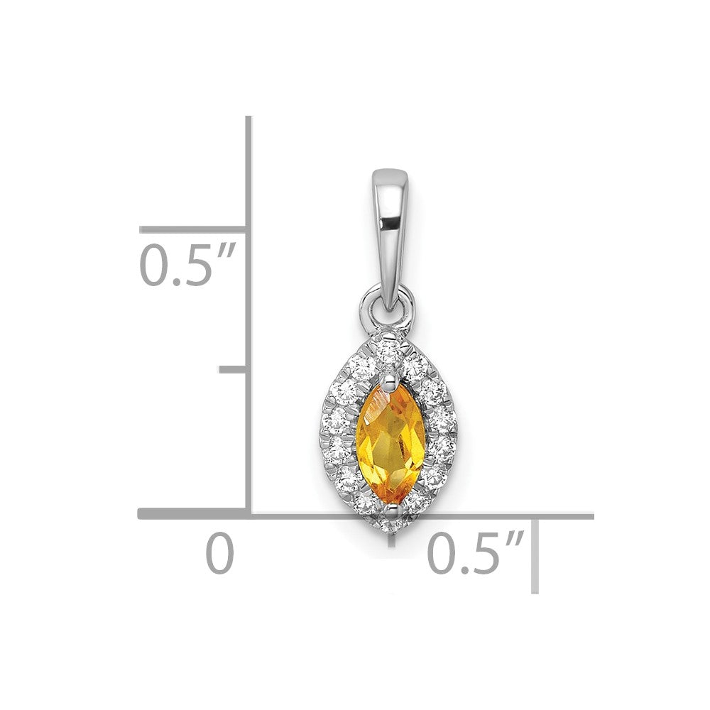 14K Weißgold 0,10 ct. Laborgezüchteter Diamant VS/SI+ G+ und Citrin Novembergeburtsstein-Anhänger