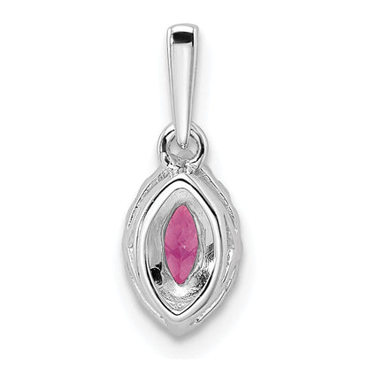 14K Weißgold Anhänger mit 0,10 ct. im Labor gezüchtetem Diamant VS/SI+ G+ und im Labor gezüchtetem Pink-Saphir, Oktober-Geburtsstein