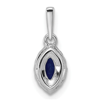 14K Weißgold Anhänger mit 0,1 ct. laborgezüchtetem Diamant VS/SI+ G+ und laborgezüchtetem Blauen Saphir, Septembergeburtsstein
