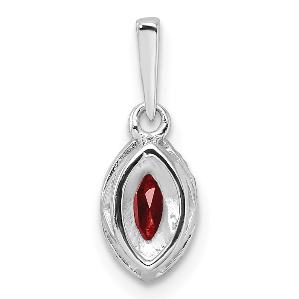 14K Weißgold 0,1 ct. Laborgezüchteter Diamant VS/SI+ G+ und Granat Januar-Geburtsstein-Anhänger