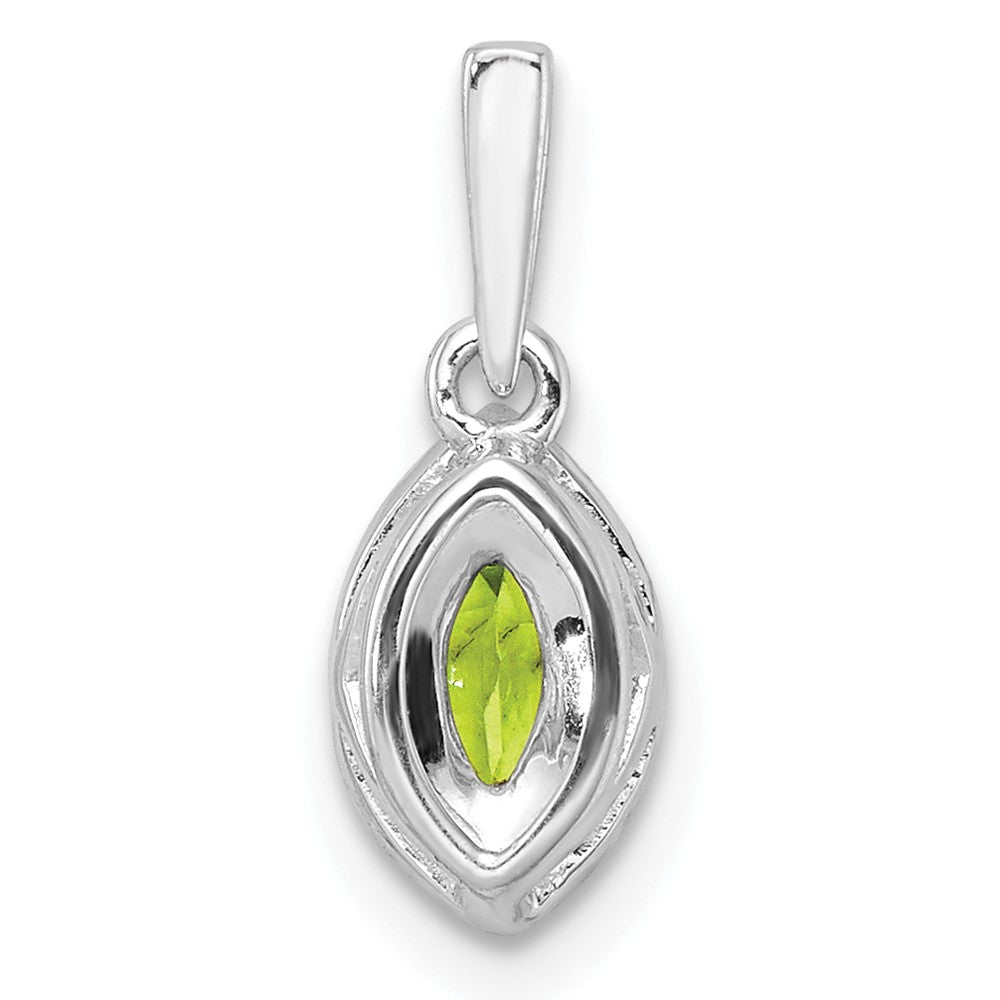 14K Weißgold Anhänger mit 0,1 ct. laborgezüchtetem Diamanten VS/SI+ G+ und Peridot, Geburtsstein für August