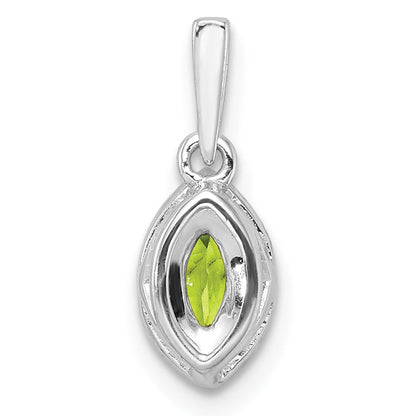 14K Weißgold Anhänger mit 0,1 ct. laborgezüchtetem Diamanten VS/SI+ G+ und Peridot, Geburtsstein für August
