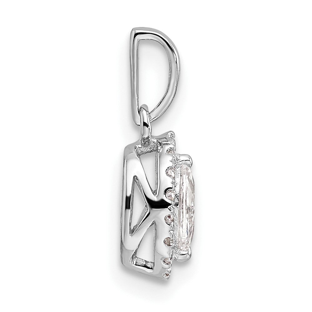 14K Weißgold Anhänger mit 0,10 ct. laborgezüchtetem Diamant VS/SI+ G+ und Weißem Saphir, Geburtsstein für April