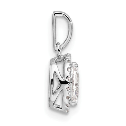 14K Weißgold Anhänger mit 0,10 ct. laborgezüchtetem Diamant VS/SI+ G+ und Weißem Saphir, Geburtsstein für April